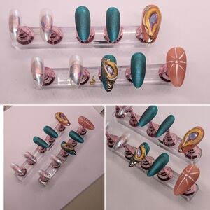 Teal and Peach Nail Art Set